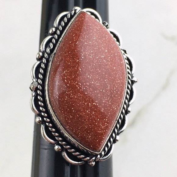 New Sandstone Silver Overlay Ring Size 7 - Picture 4 of 11